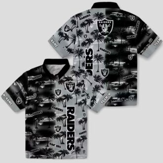 Custom NFL Las Vegas Raiders Black Hawaiian Shirt, Palm Silhouette Tropical Apparel