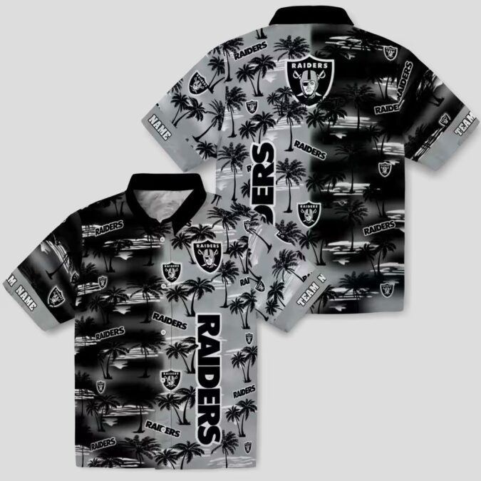 Custom NFL Las Vegas Raiders Black Hawaiian Shirt, Palm Silhouette Tropical Apparel
