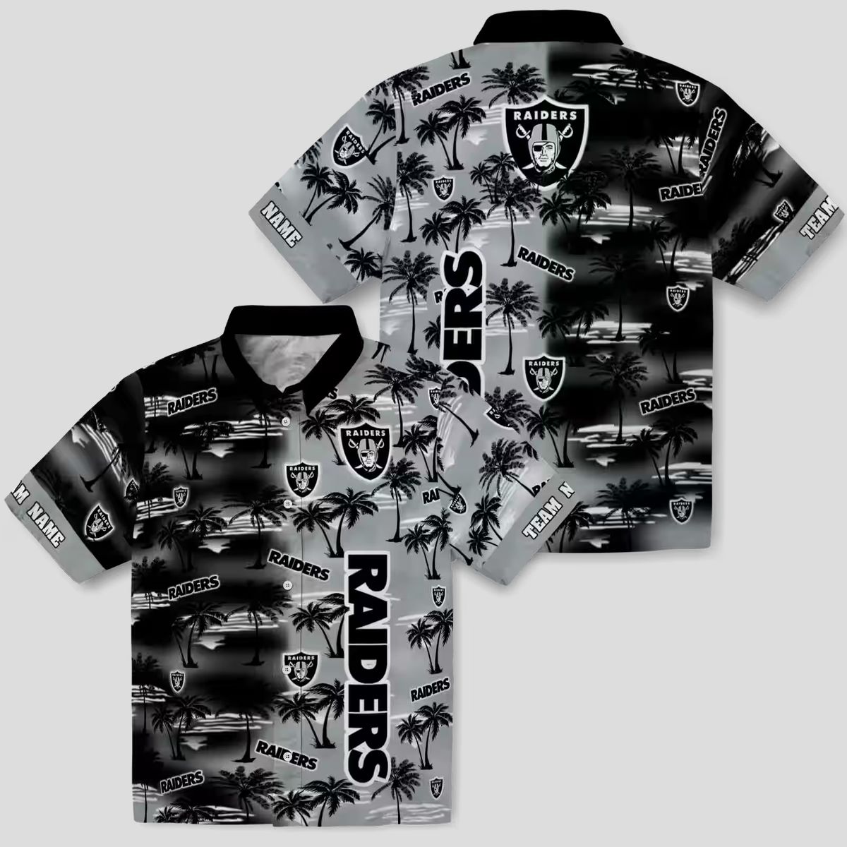 Custom NFL Las Vegas Raiders Black Hawaiian Shirt, Palm Silhouette Tropical Apparel