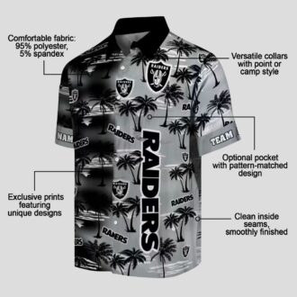 Custom NFL Las Vegas Raiders Black Hawaiian Shirt, Palm Silhouette Tropical Apparel