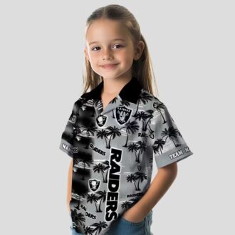 Custom NFL Las Vegas Raiders Black Hawaiian Shirt, Palm Silhouette Tropical Apparel