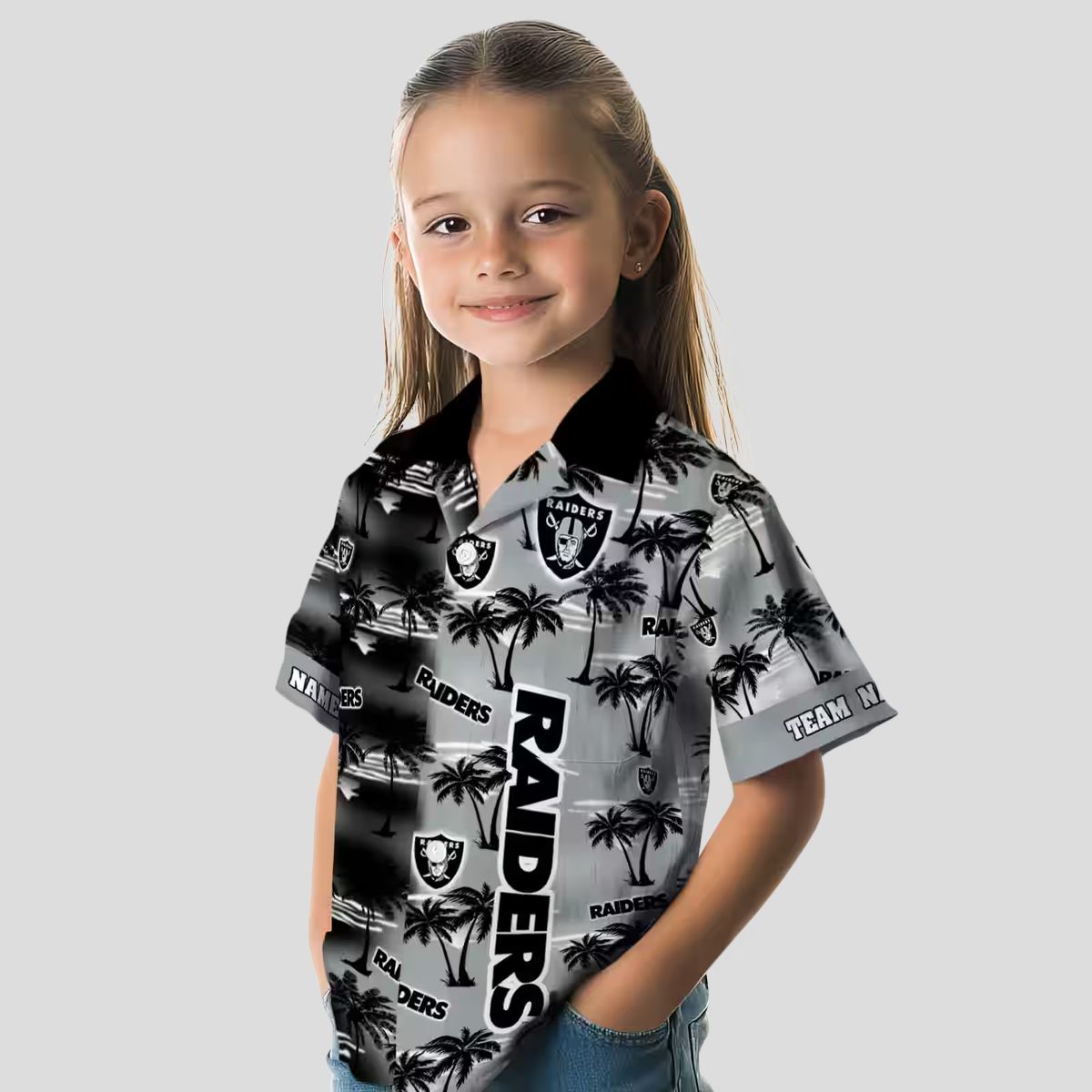 Custom NFL Las Vegas Raiders Black Hawaiian Shirt, Palm Silhouette Tropical Apparel