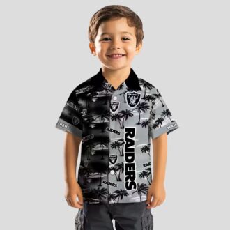 Custom NFL Las Vegas Raiders Black Hawaiian Shirt, Palm Silhouette Tropical Apparel