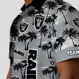 Custom NFL Las Vegas Raiders Black Hawaiian Shirt, Palm Silhouette Tropical Apparel