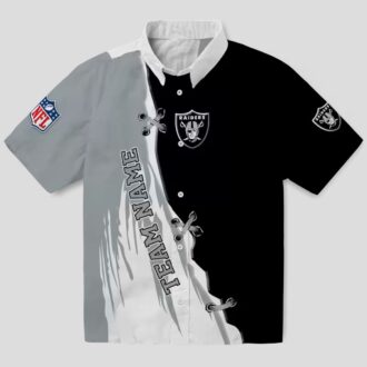 Custom NFL Team Raiders Hawaiian Shirt, Edgy Black & White Aloha Football Gear
