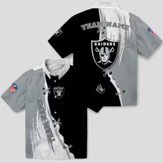 Custom NFL Team Raiders Hawaiian Shirt, Edgy Black & White Aloha Football Gear