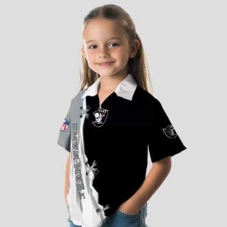 Custom NFL Team Raiders Hawaiian Shirt, Edgy Black & White Aloha Football Gear