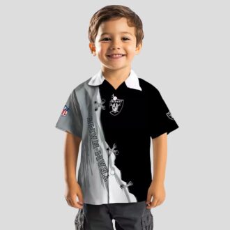 Custom NFL Team Raiders Hawaiian Shirt, Edgy Black & White Aloha Football Gear