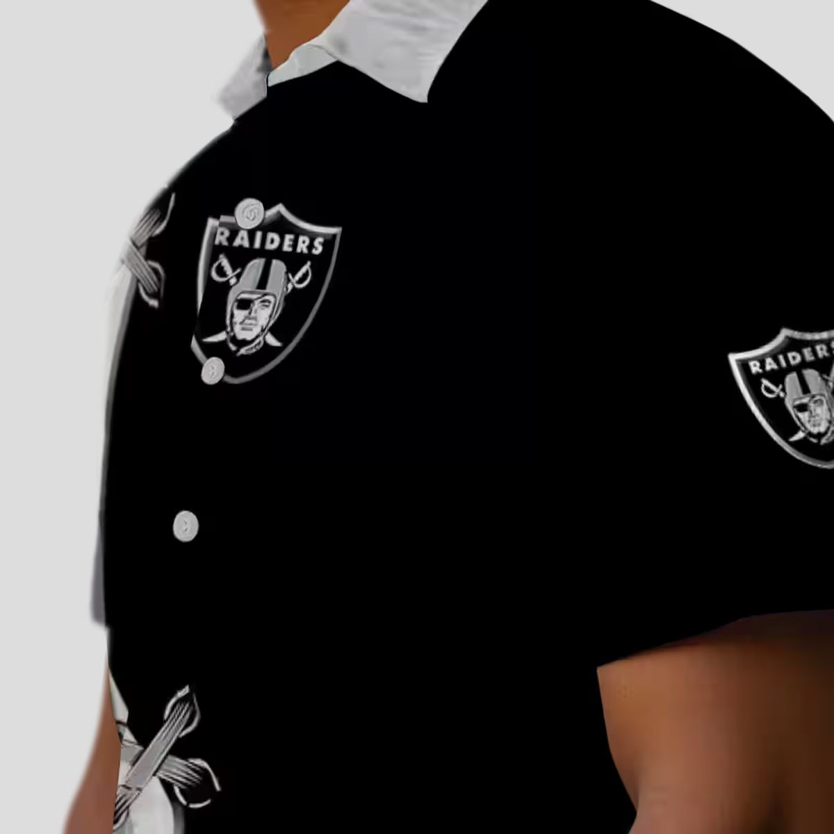 Custom NFL Team Raiders Hawaiian Shirt, Edgy Black & White Aloha Football Gear
