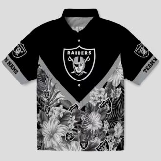 Exclusive Las Vegas Raiders Hawaiian Shirt, Personalized Black Floral Chevron Design
