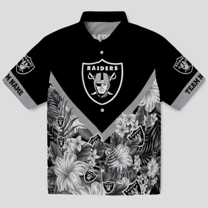Exclusive Las Vegas Raiders Hawaiian Shirt, Personalized Black Floral Chevron Design