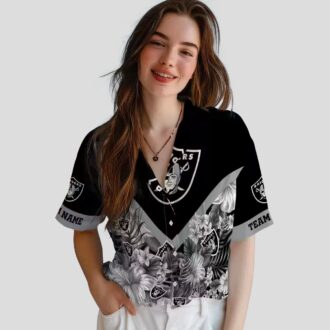 Exclusive Las Vegas Raiders Hawaiian Shirt, Personalized Black Floral Chevron Design