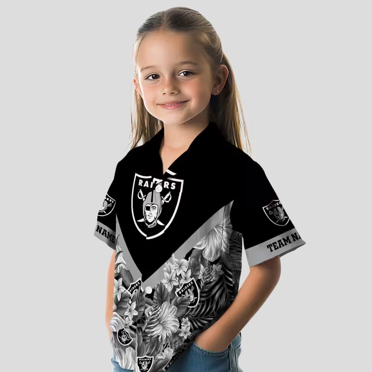 Exclusive Las Vegas Raiders Hawaiian Shirt, Personalized Black Floral Chevron Design
