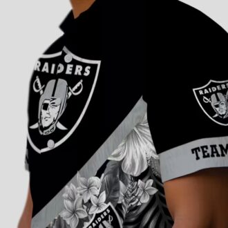 Exclusive Las Vegas Raiders Hawaiian Shirt, Personalized Black Floral Chevron Design