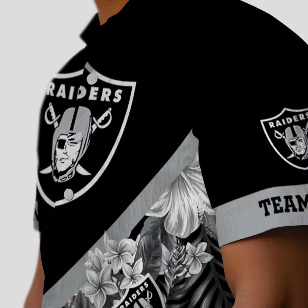 Exclusive Las Vegas Raiders Hawaiian Shirt, Personalized Black Floral Chevron Design