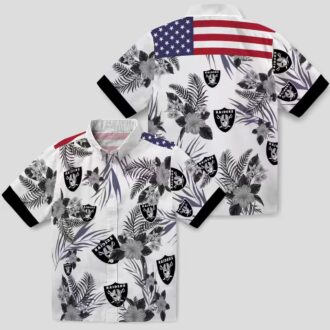 Hibiscus Patriotic Las Vegas Raiders White Hawaiian Shirt for Game Day & Summer
