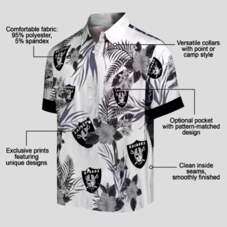 Hibiscus Patriotic Las Vegas Raiders White Hawaiian Shirt for Game Day & Summer