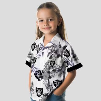 Hibiscus Patriotic Las Vegas Raiders White Hawaiian Shirt for Game Day & Summer