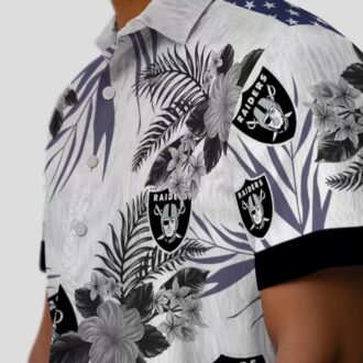 Hibiscus Patriotic Las Vegas Raiders White Hawaiian Shirt for Game Day & Summer
