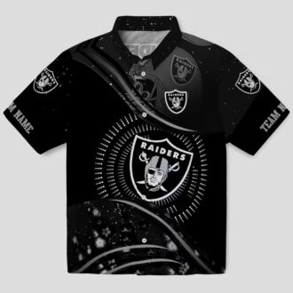 Las Vegas Raiders Aloha Hawaiian Shirt - Black Tropical Football Wave Design