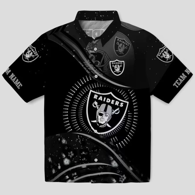 Las Vegas Raiders Aloha Hawaiian Shirt - Black Tropical Football Wave Design