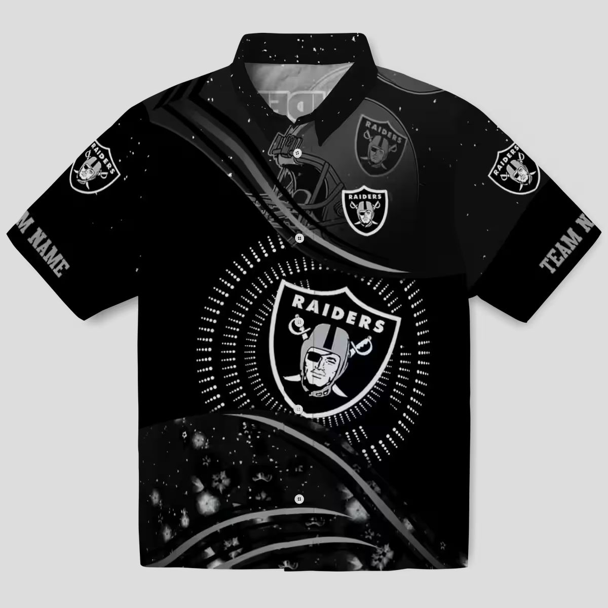 Las Vegas Raiders Aloha Hawaiian Shirt - Black Tropical Football Wave Design