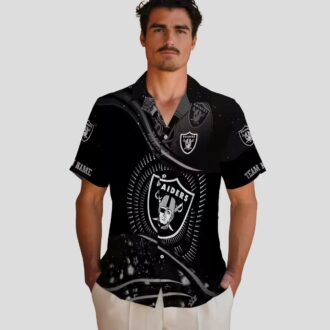 Las Vegas Raiders Aloha Hawaiian Shirt - Black Tropical Football Wave Design