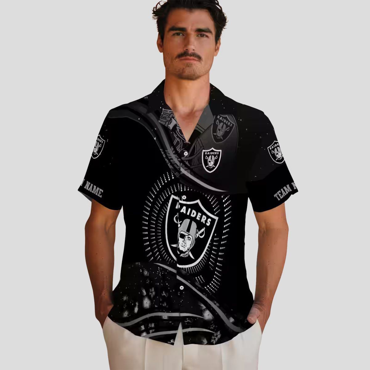 Las Vegas Raiders Aloha Hawaiian Shirt - Black Tropical Football Wave Design