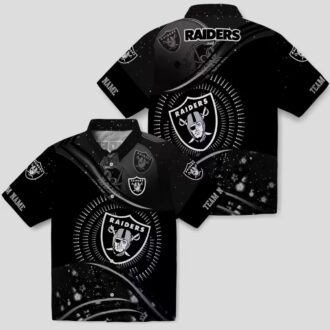 Las Vegas Raiders Aloha Hawaiian Shirt - Black Tropical Football Wave Design