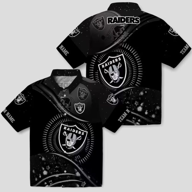 Las Vegas Raiders Aloha Hawaiian Shirt - Black Tropical Football Wave Design