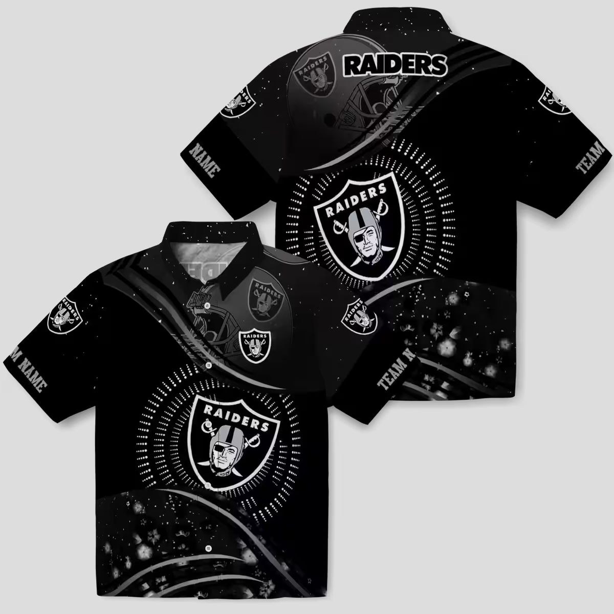 Las Vegas Raiders Aloha Hawaiian Shirt - Black Tropical Football Wave Design