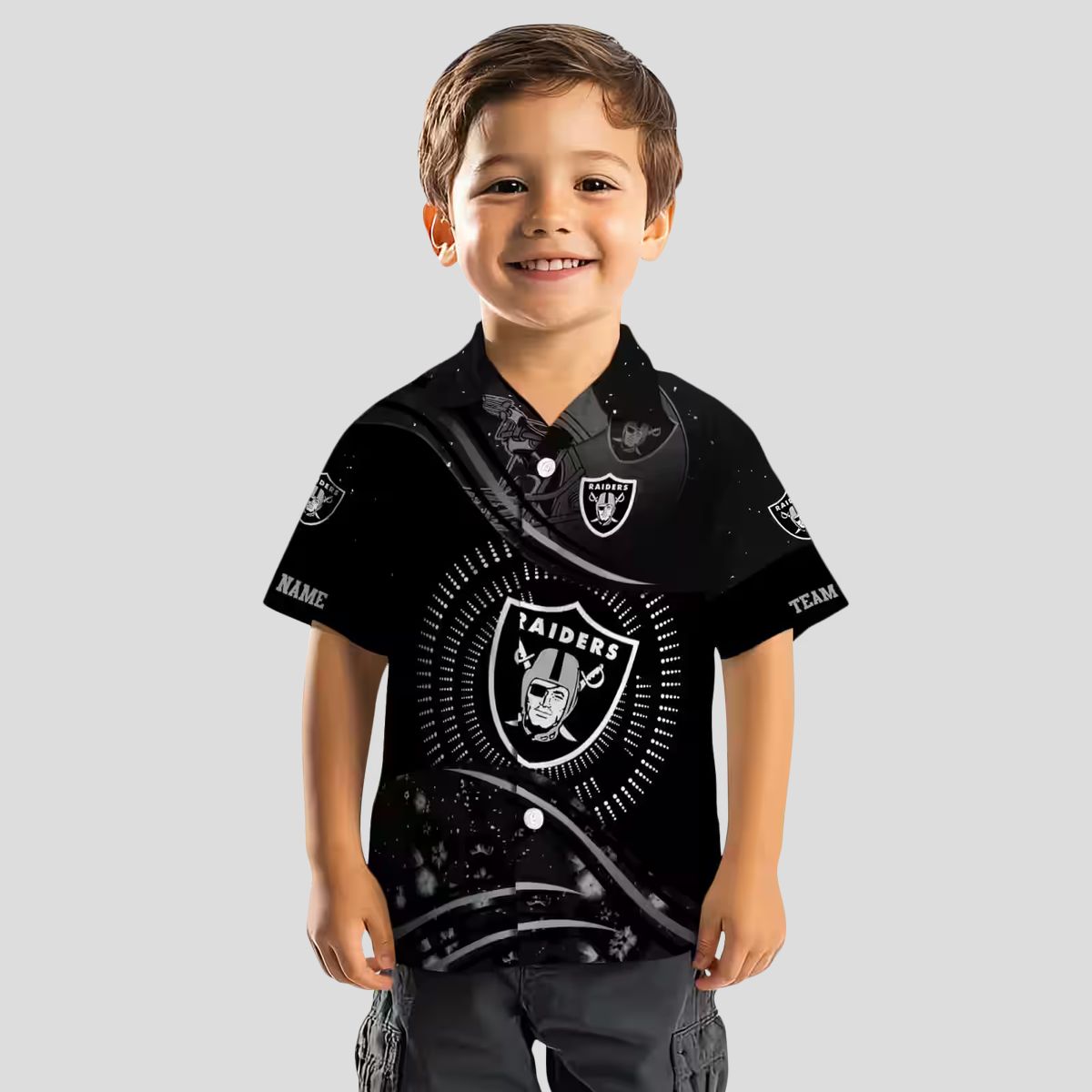 Las Vegas Raiders Aloha Hawaiian Shirt - Black Tropical Football Wave Design