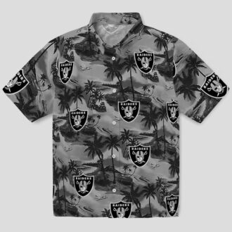 Las Vegas Raiders Aloha Shirt - Summer Hawaiian with Coastal Palm Design