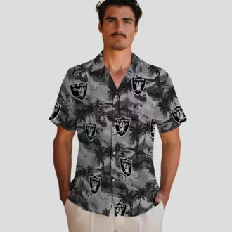 Las Vegas Raiders Aloha Shirt - Summer Hawaiian with Coastal Palm Design