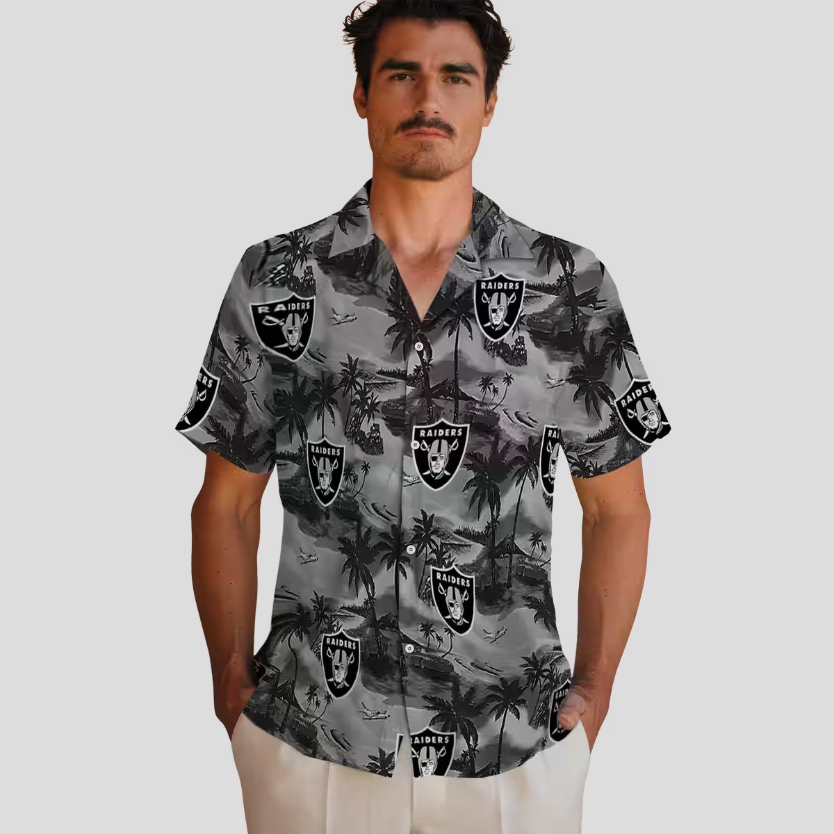 Las Vegas Raiders Aloha Shirt - Summer Hawaiian with Coastal Palm Design