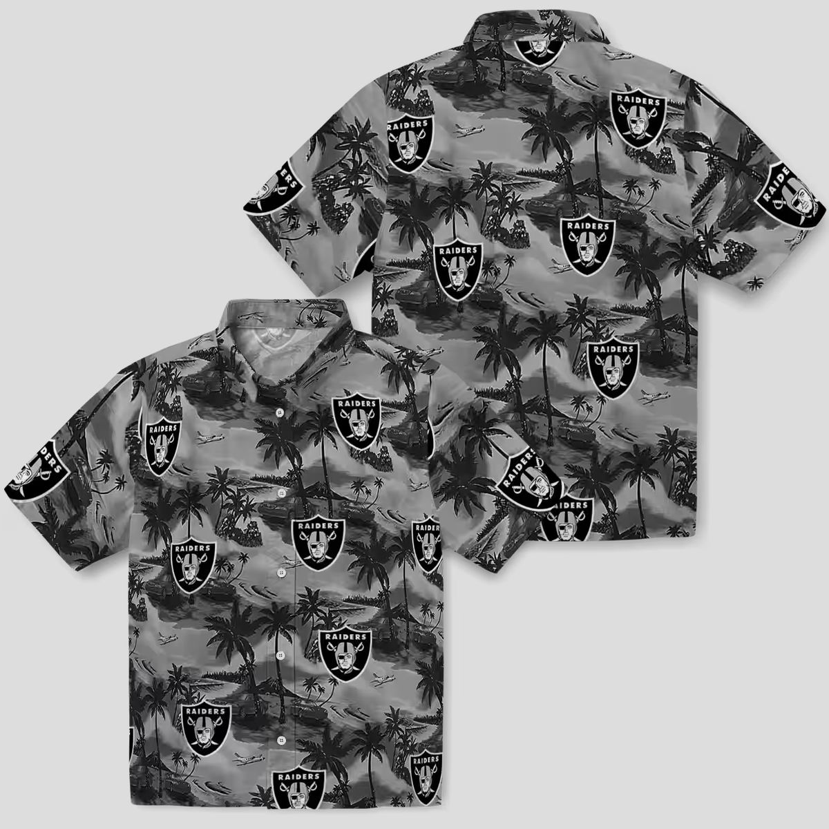 Las Vegas Raiders Aloha Shirt - Summer Hawaiian with Coastal Palm Design