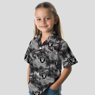 Las Vegas Raiders Aloha Shirt - Summer Hawaiian with Coastal Palm Design