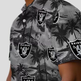 Las Vegas Raiders Aloha Shirt - Summer Hawaiian with Coastal Palm Design