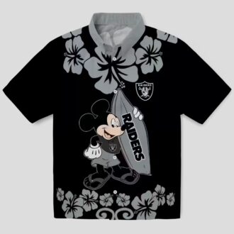 Las Vegas Raiders Black Hawaiian Shirt, Surfing Mickey NFL Vacation Apparel