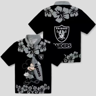 Las Vegas Raiders Black Hawaiian Shirt, Surfing Mickey NFL Vacation Apparel