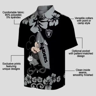 Las Vegas Raiders Black Hawaiian Shirt, Surfing Mickey NFL Vacation Apparel