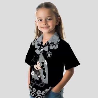 Las Vegas Raiders Black Hawaiian Shirt, Surfing Mickey NFL Vacation Apparel
