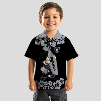 Las Vegas Raiders Black Hawaiian Shirt, Surfing Mickey NFL Vacation Apparel