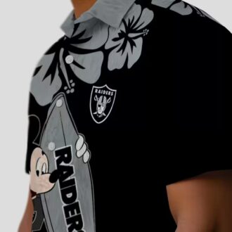 Las Vegas Raiders Black Hawaiian Shirt, Surfing Mickey NFL Vacation Apparel
