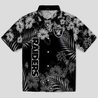 Las Vegas Raiders Black Hibiscus Hawaiian Shirt - Best Gift for NFL Fans