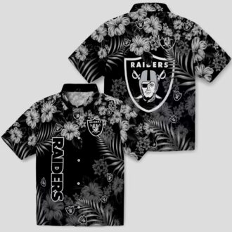 Las Vegas Raiders Black Hibiscus Hawaiian Shirt - Best Gift for NFL Fans