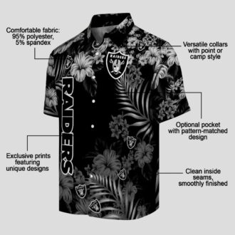 Las Vegas Raiders Black Hibiscus Hawaiian Shirt - Best Gift for NFL Fans