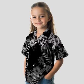 Las Vegas Raiders Black Hibiscus Hawaiian Shirt - Best Gift for NFL Fans