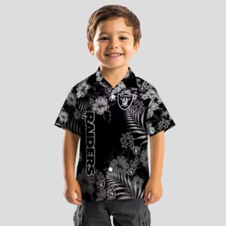 Las Vegas Raiders Black Hibiscus Hawaiian Shirt - Best Gift for NFL Fans