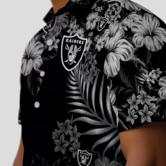 Las Vegas Raiders Black Hibiscus Hawaiian Shirt - Best Gift for NFL Fans
